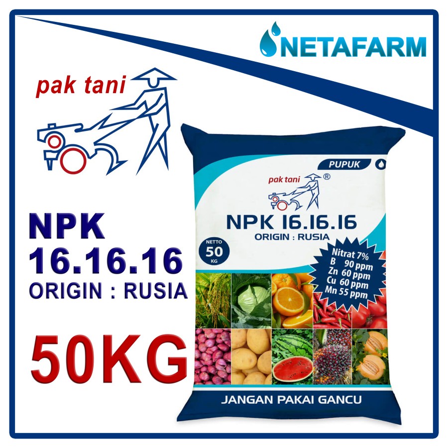 Pupuk NPK PAK TANI Mutiara Biru 16-16-16 Penyubur Tanaman 50 KG