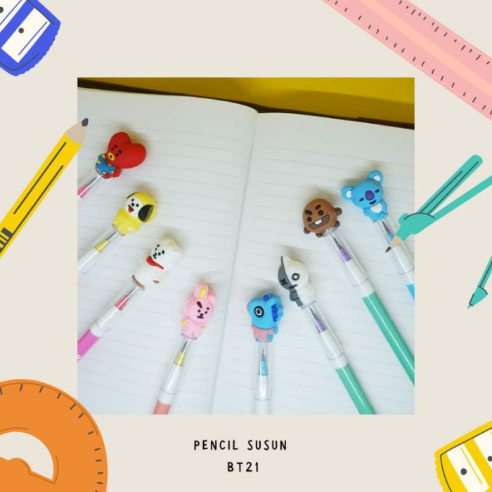 

PENSIL SUSUN KARAKTER BTS BT21 KEPERLUAN SEKOLAH ANAK PENSIL SUSUN