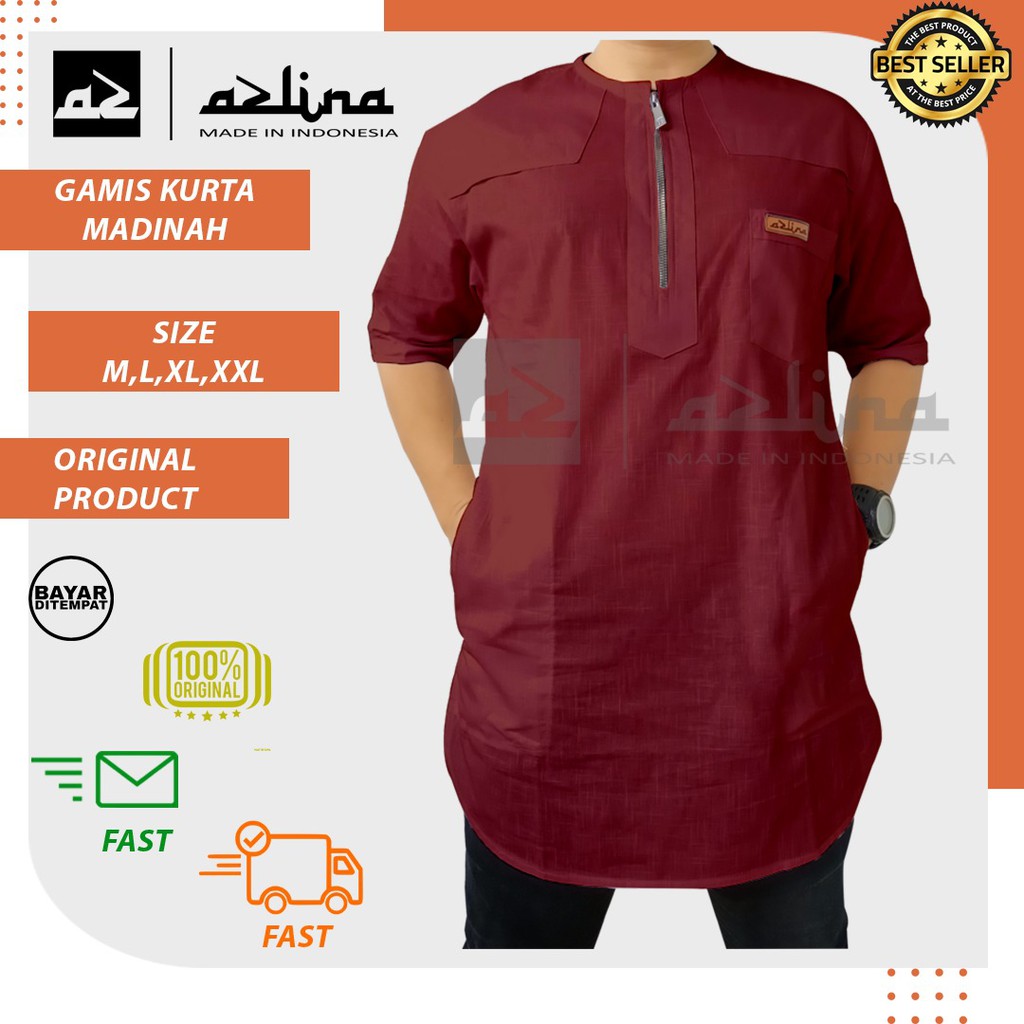 Jubah pria style -koko kurta zipper - baju muslim pria gamis pria koko dewasa lengan pendek