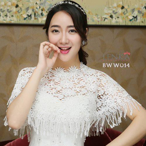 [PRODUK FAVORIT] AKSESORIS PENGANTIN PESTA BOLERO LACE PUTIH KOREA MODERN BWW014