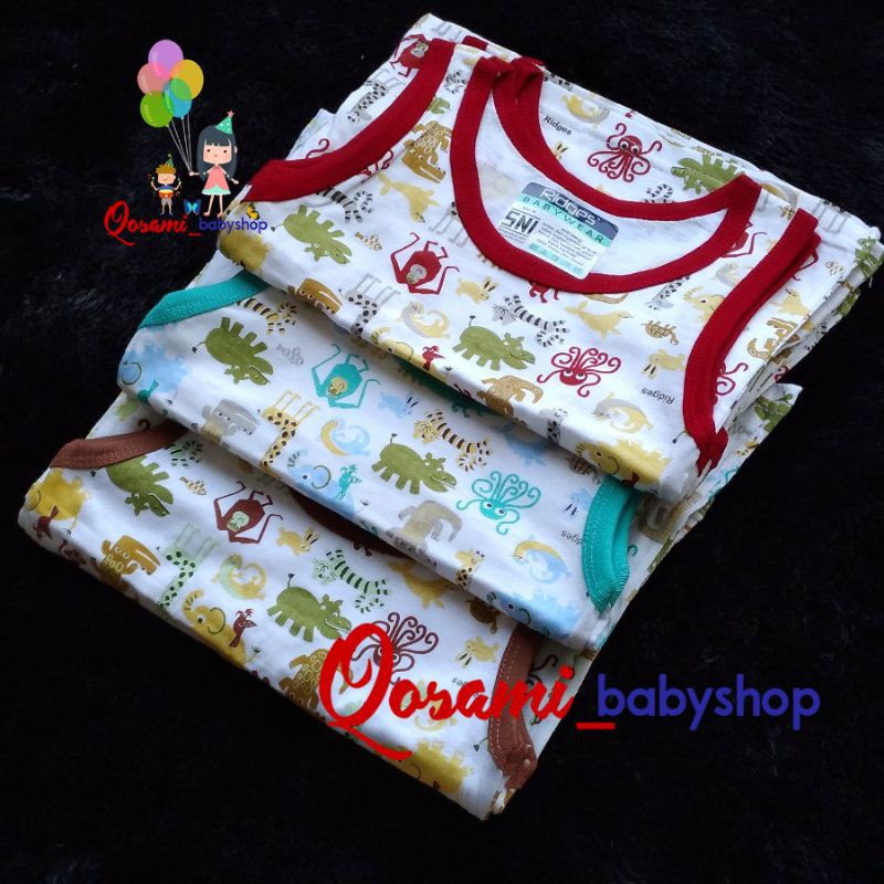 RIDGES 3 pcs Kaos Buntung Bayi Motif Uk S, M, L, XL SNi