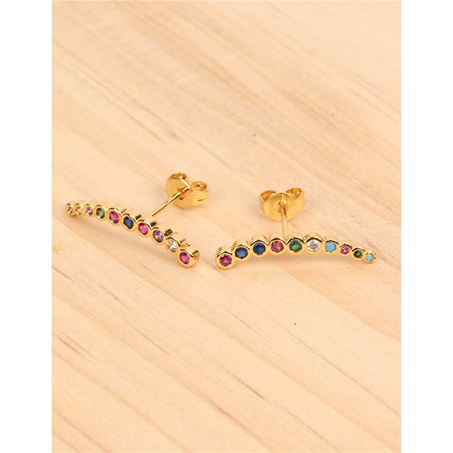 LRC Anting Tusuk Fashion Gold Diamond Branch Stud Earrings F90401