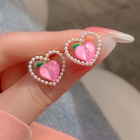 Anting Stud 925 Sterling Silver Bentuk Bunga Hati Aksen Mutiara Gaya Korea Untuk Wanita