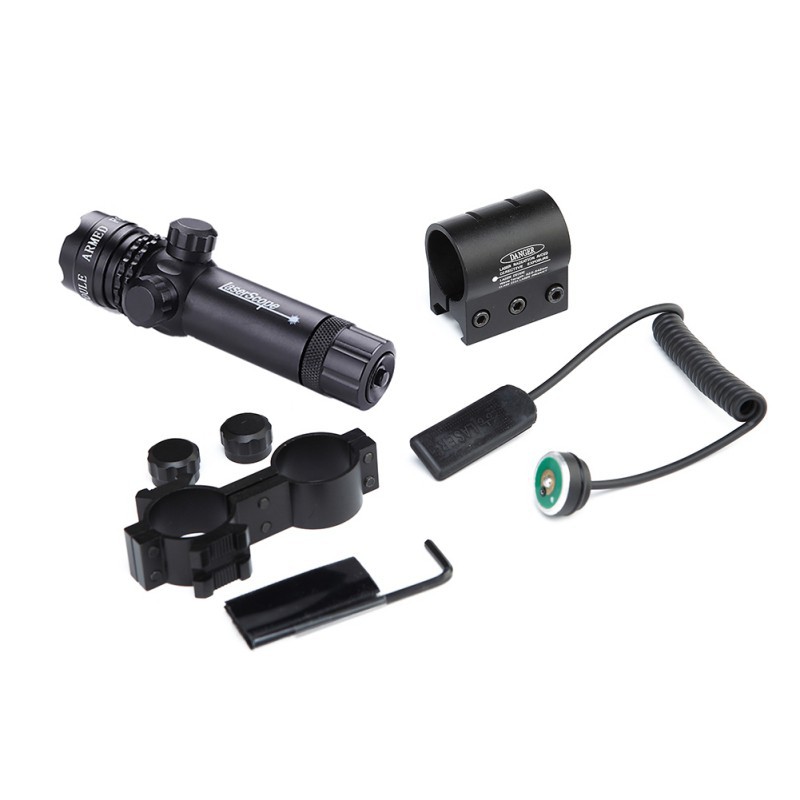 TaffLED Tactical Green Dot Laser Gun Scope Mount Airsoft Rifle + Baterai + Charger - JG-1 - Black