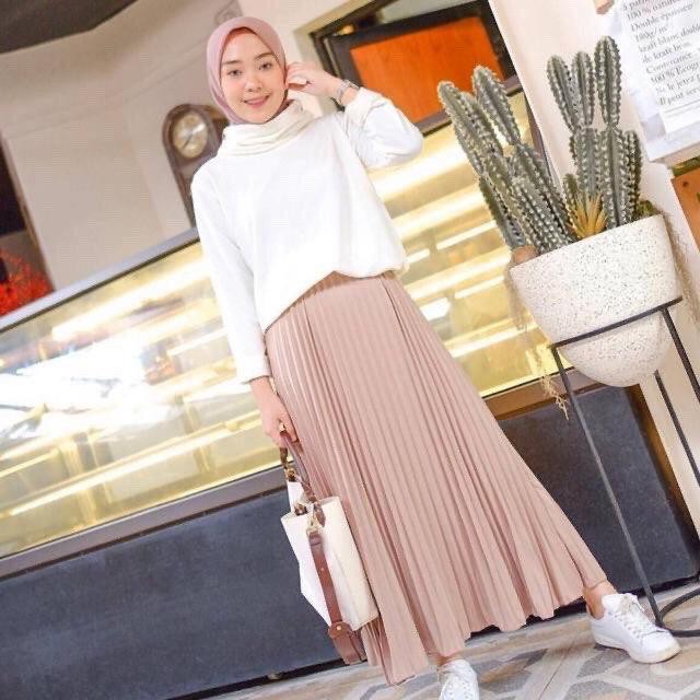 KIYOREN ROK PLISKET MURAH PLISKET POLOS FLARE SKIRT REMPEL MUSLIM MURAH MAYUNG FLOWY