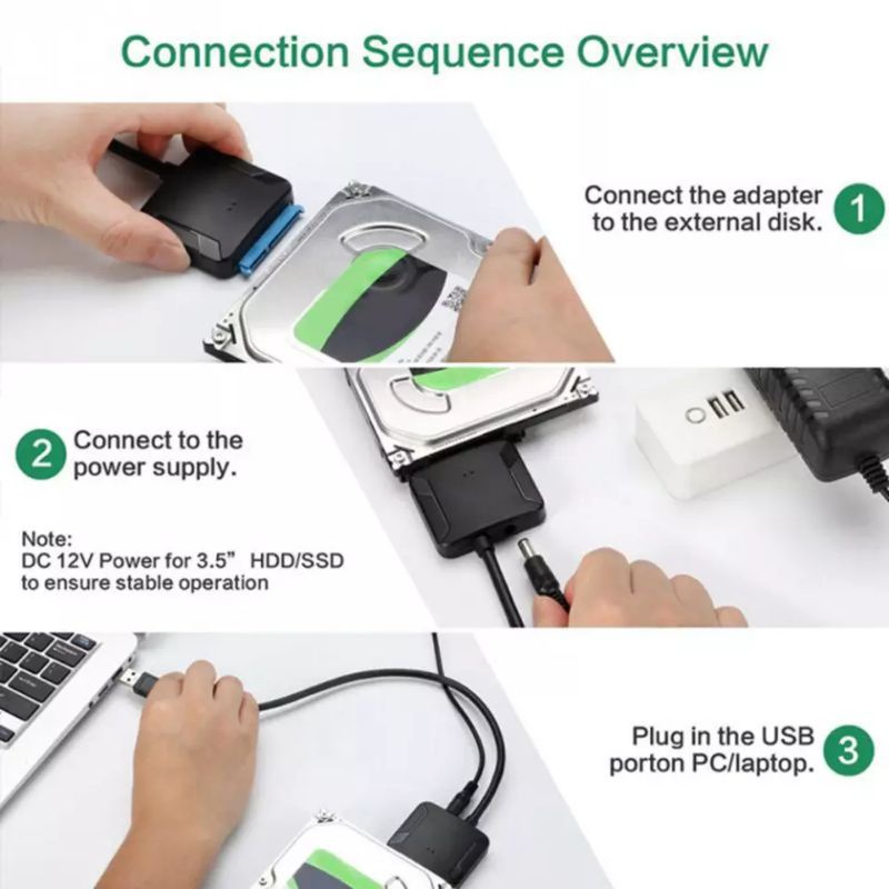 Kabel konektor USB 3.0 to hardisk PC 3.5, HDD Laptop 2.5 internal jadi eksternal data transfer