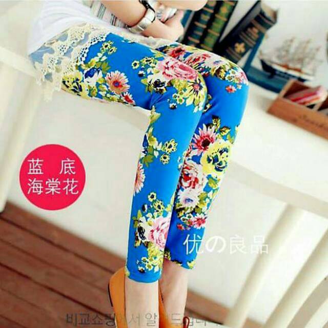 Celana Legging Anak Cewek Anabella Blue Flower