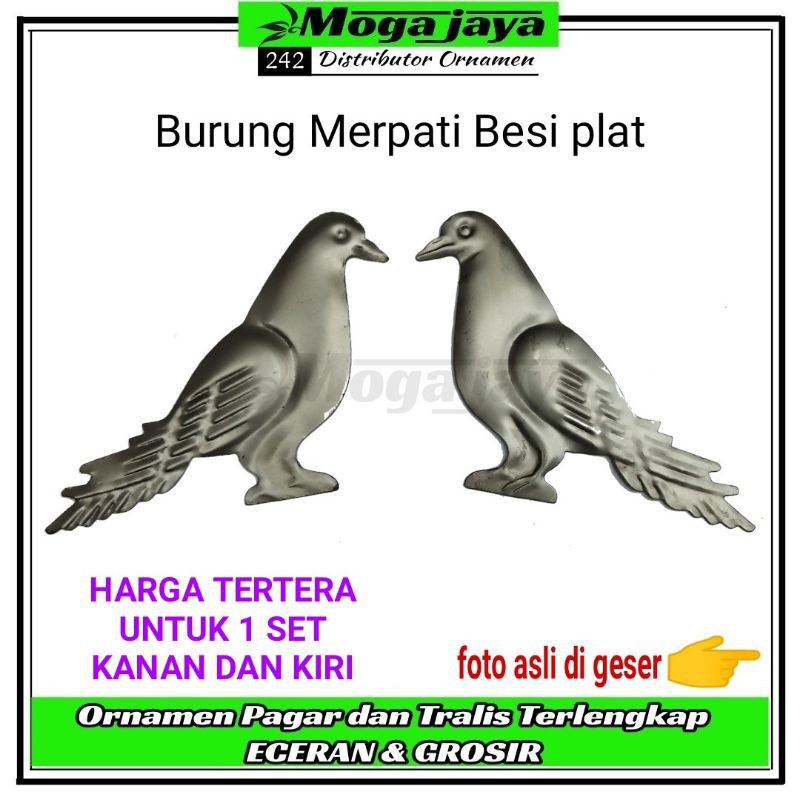 burung merpati ornamen pagar besi tempa hiasan tralis