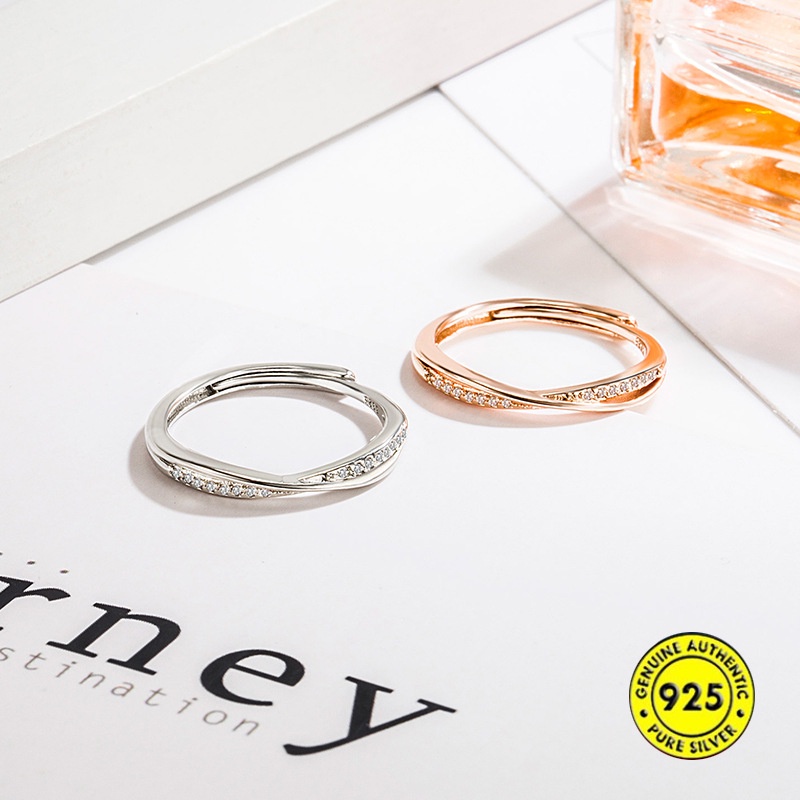 Cincin Berlian Baris Tunggal Bahan S925 Silver Untuk Wanita