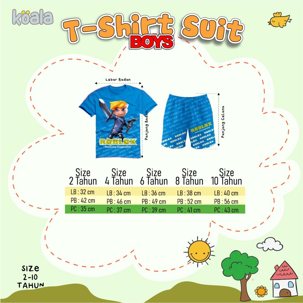 SETELAN ANAK UNISEX T-SHIRT SUITS USIA 2-10 TAHUN