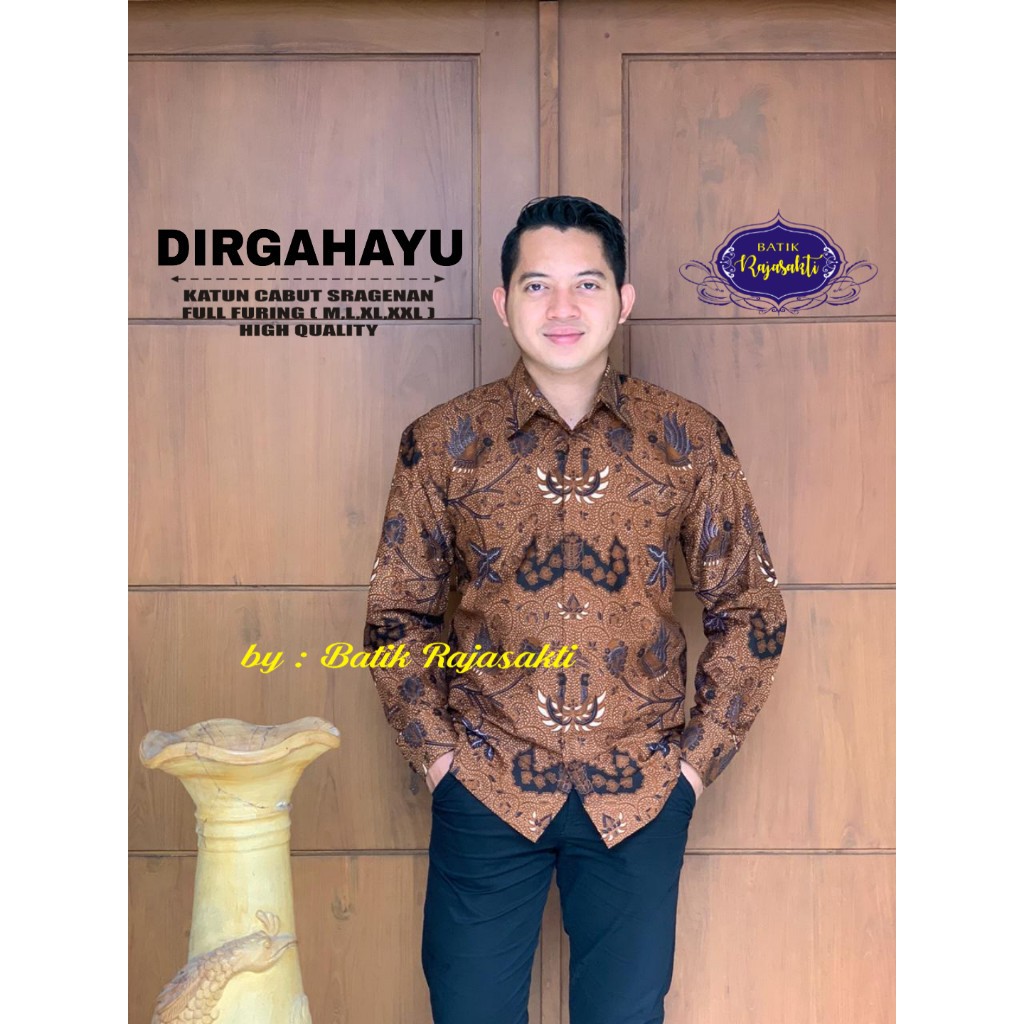 DIRGAHAYU Kemeja Batik Pria Full Furing Bahan Katun Primisima