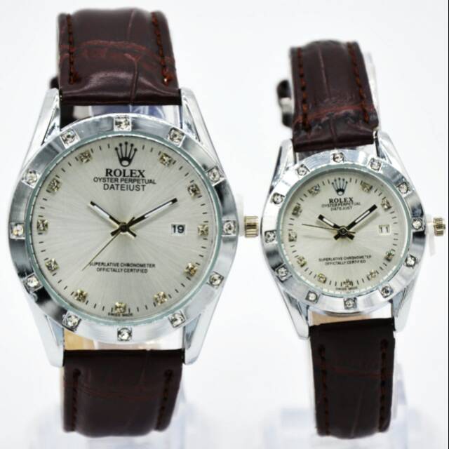 Jam Tangan Couple Kulit Rolex Vios Dark Brown