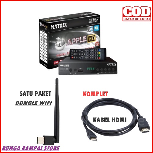 Paket Komplit Receiver Tv Matrix Set Top Box Silver DVB T2 Digital Receiver Parabola Matrix Original