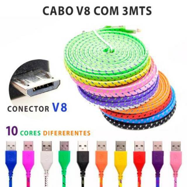 Kabel Data 3m Setrika Kabel Charger Android 300cm Kabel Casan Micro Data Cable V8 Motif Tali Sepatu