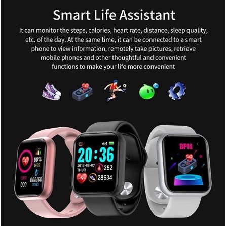 [Plus] SmartWatch Y68  Plus Sport Tahan Air Bluetooth Smart Watch Pelacak Kebugaran Gelang Pedometer Heart Rate