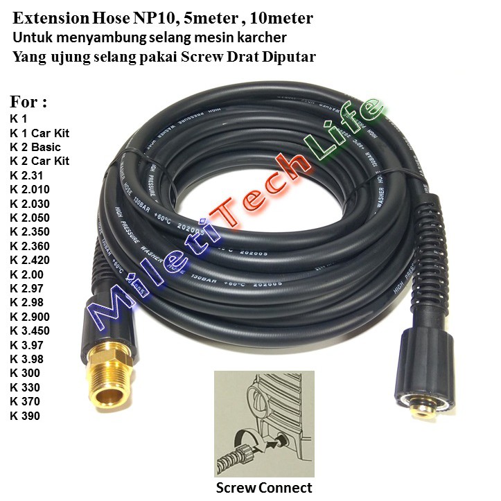 Selang Extension Hose NP10 WP.130-145bar for Selang Karcher K1 K2 K3