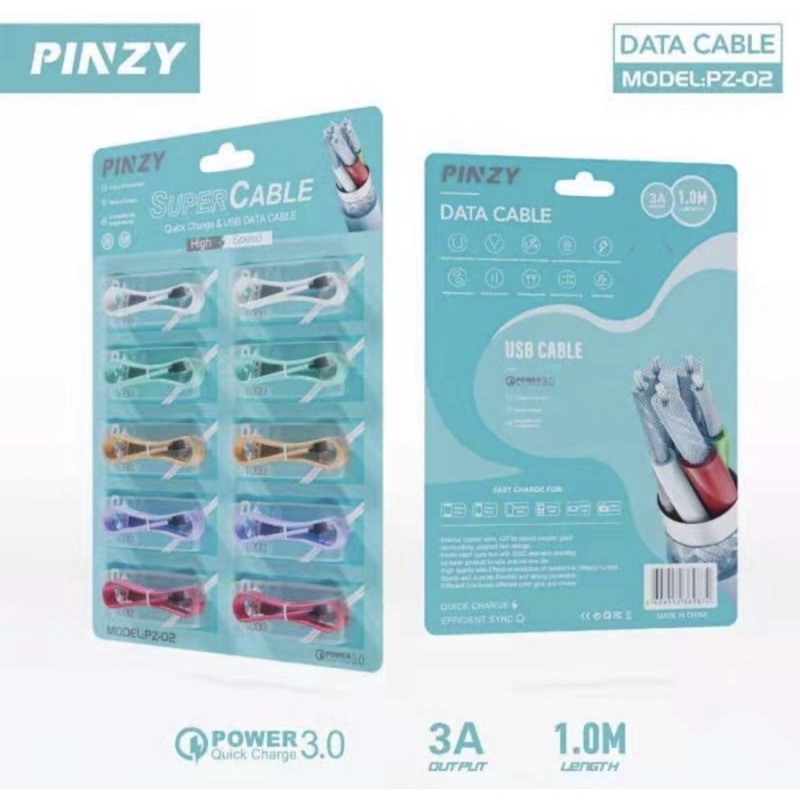 Kabel Data - Kabel Charger PINZY PZ-02 Series Support Fast Charging  - Kabel Dara PINZY PZ-02
