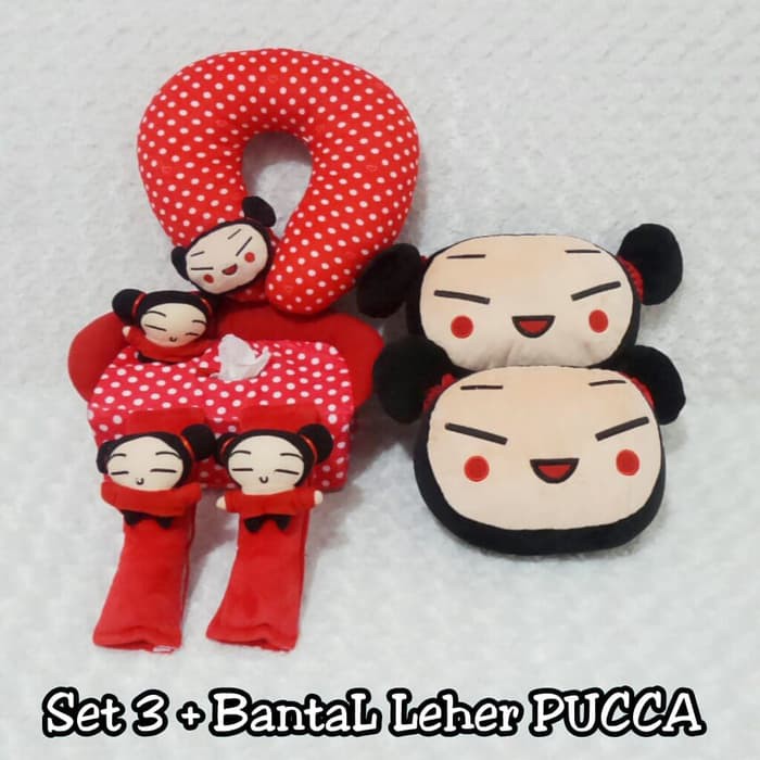 bantal headrest jok mobil Pucca merah 4 K