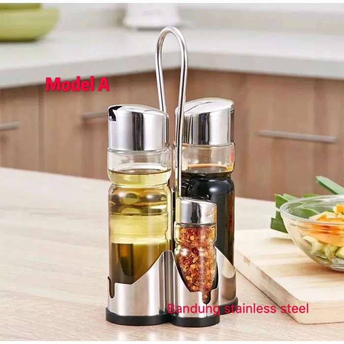 

Tempat bumbu set 3 in 1 3pcs tusuk gigi rak bumbu kaca elegan