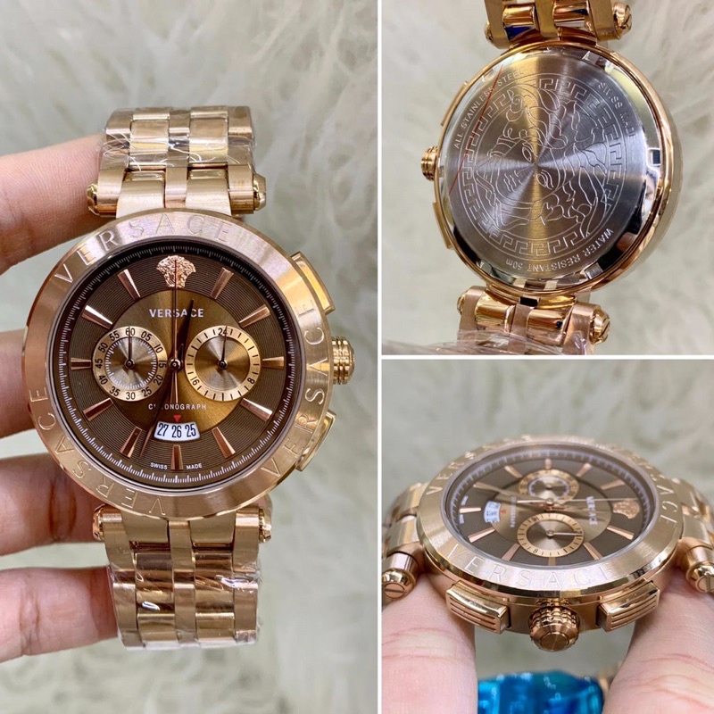 JAM TANGAN PRIA VERSACE CHORONO DATE RANTAI ROSEGOLD
