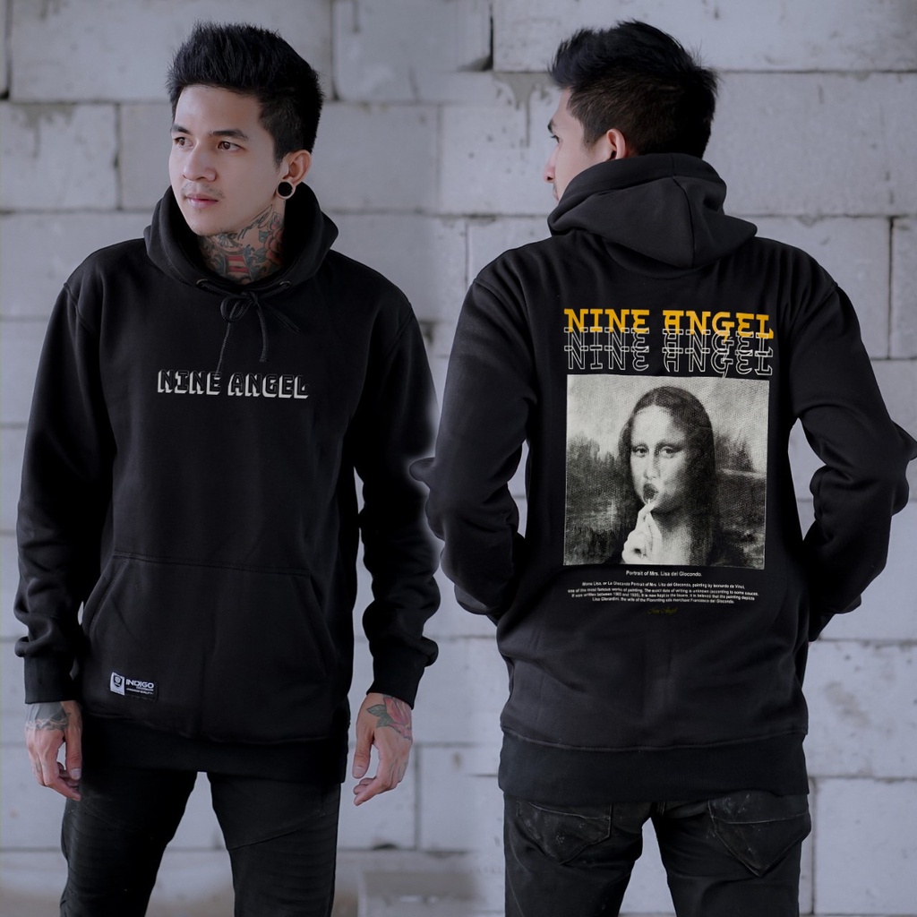 Sweater Hoodie Pria Monalisa Original Nine Angel Switer Hodie Bahan Tebal