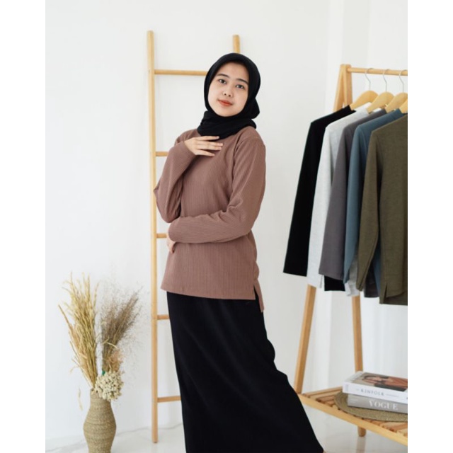 BLOUSE WAFFLE/KAOS RIB/TSHIRT RIB WANITA/RIB JUMBO/TSHIRT WAFFLE