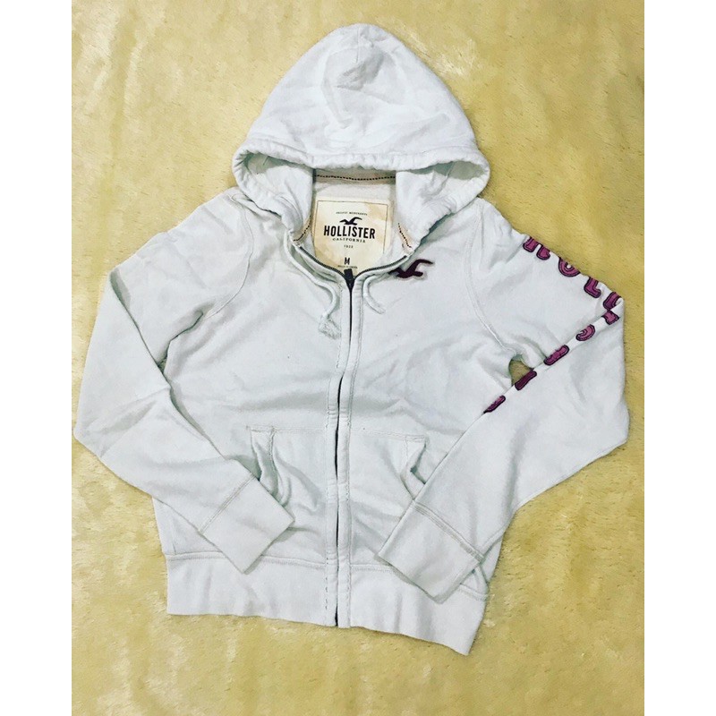 zip hoodie hollister white