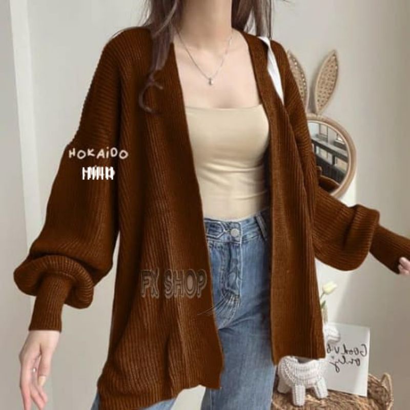 FX SHOP CARDIGAN HOKAIDO PREMIUM / CARDI HOKAIDO RAJUT OVERSIZE PREMIUM-BROWN