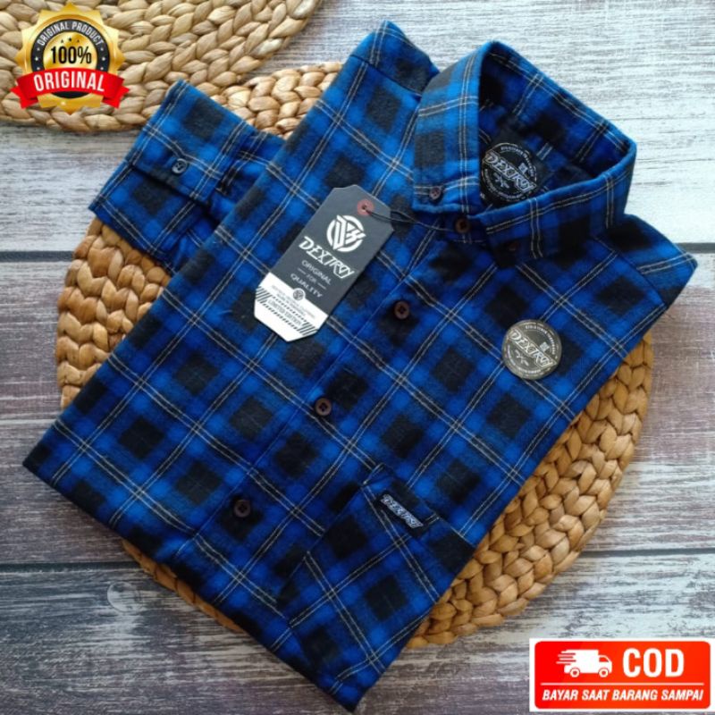 Kemeja Flanel Lengan Panjang / Kemeja Atasan Pria Motif Kotak-Kotak merek REDBLID (BISA COD)