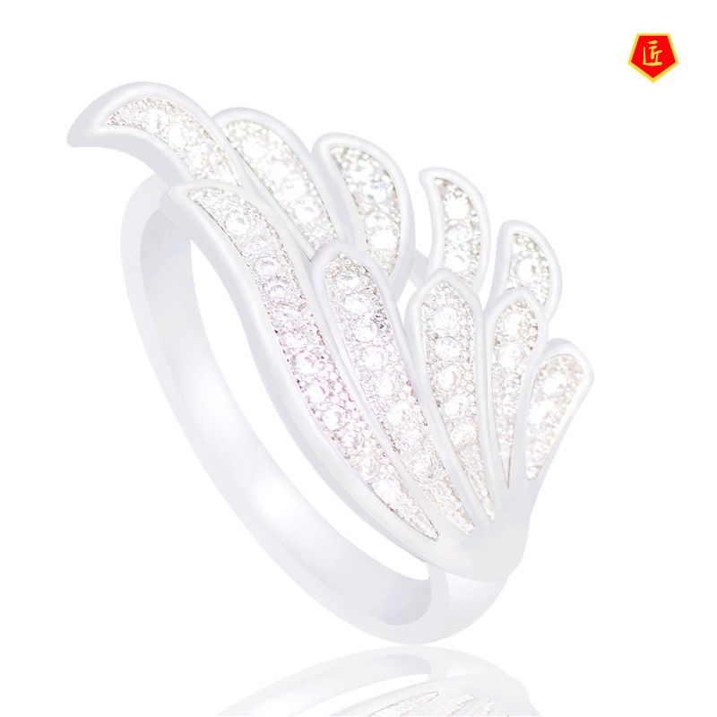 [Ready Stock]Dynamic Fashion Silver Wings Shape Full Diamond Ring