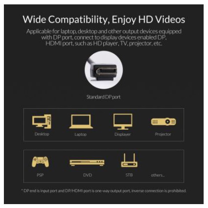 Display port to displayport orico 4k 2k 60Hz gold 1m cable for pc Xd-dtdp4-10 - Kabel dp male-male 1 meter