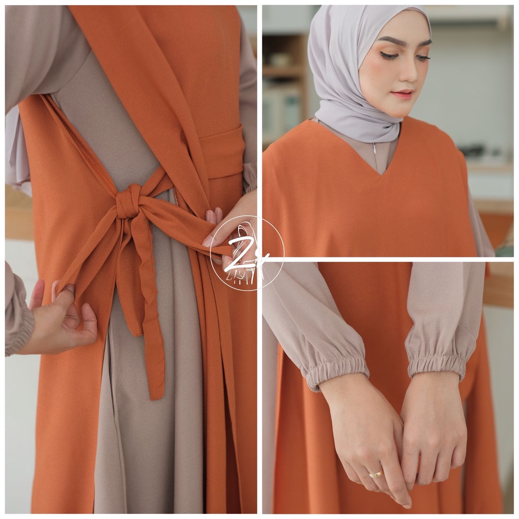 dress Liya klarissa viona ori zr gamis lebaran itycrepe polos plus outhe rempel bahu modis trend selebgram busana muslim wanita terkini