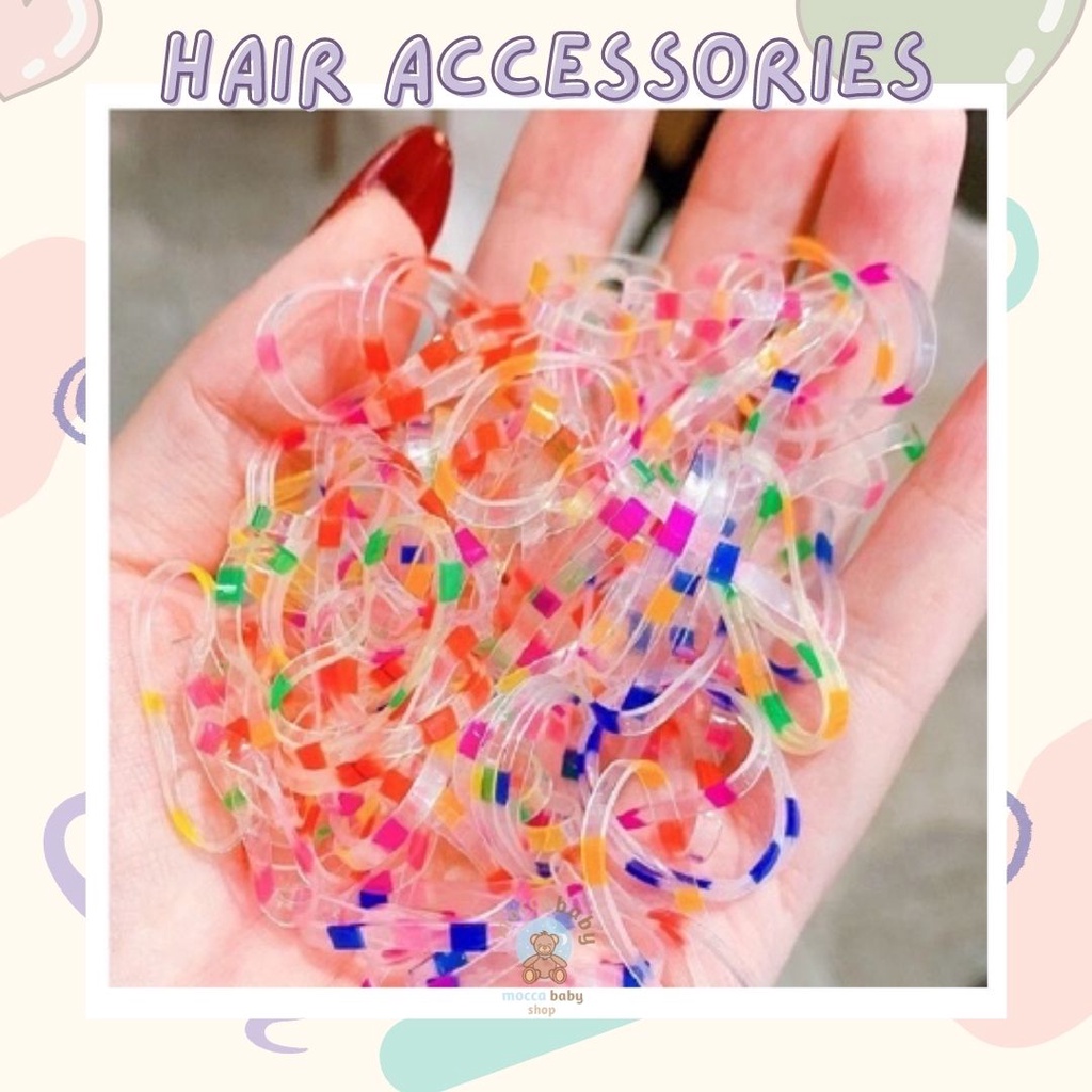 MBSS - KARET STABILO Free Pouch - 500PCS Ikat Rambut Karet Anak Jepang / Ikat Rambut Elastis / Ikat Rambut Anak Korea