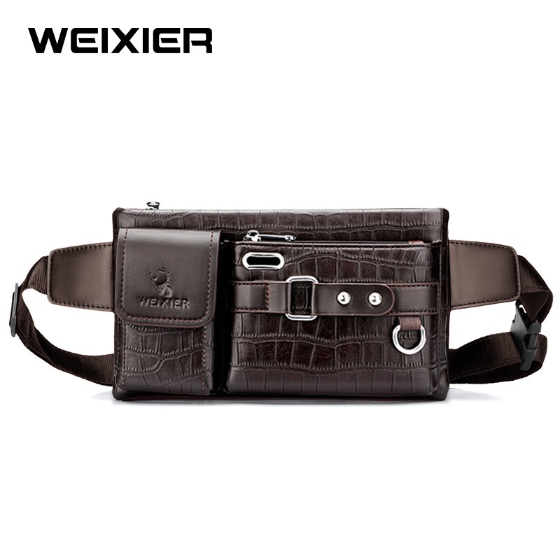 WEIXIER YB9557 Tas Selempang Pria Kulit Waistbag Anti Air WK-SBY