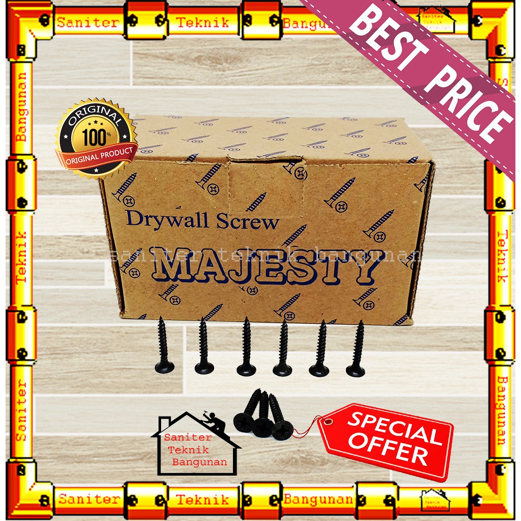 Skrup Gypsum 6 X 1 MAJESTY-Skrup Kayu-Sekrup ( 1 BOX )