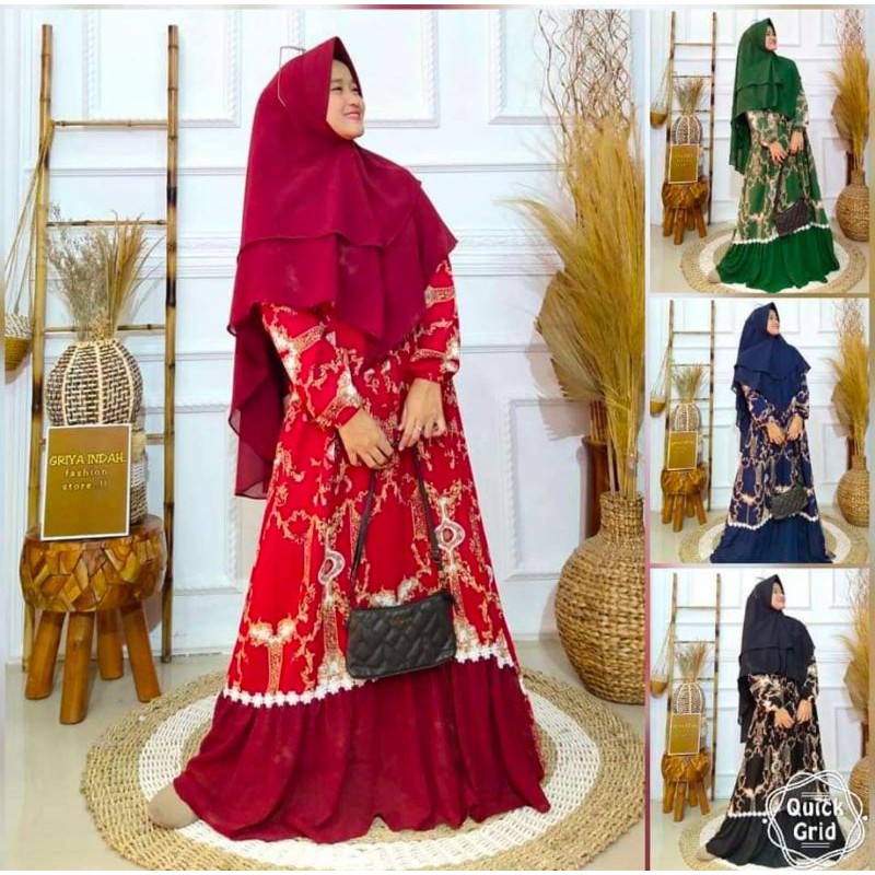 GAMIS MONALISA RENDA KECIL SET HIJAB MOTIF SULTAN BARU