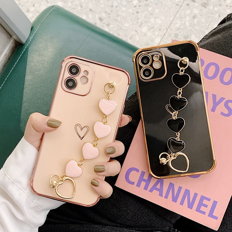 bracelet Electroplating case iphone11 12 Pro Max XS X XR 7 8 Plus SE 2020 side patterned love soft shell shockproof full cover protective cover casing iphone