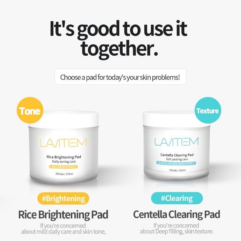 🇰🇷 Lavitem Centella Clearing Pad & Rice Brightening Pad