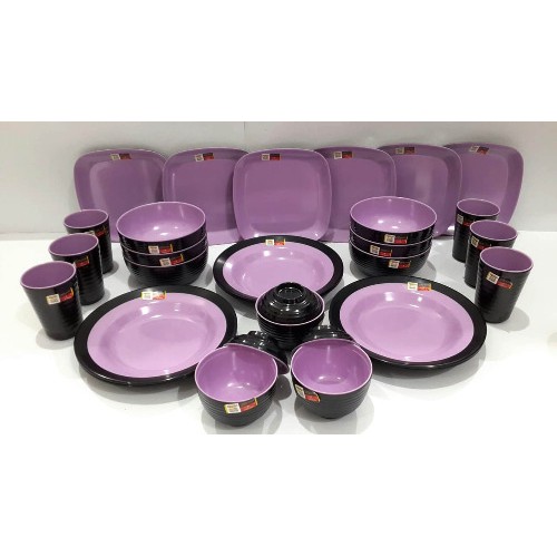 PAKET ROSEMARY GOLDEN DRAGON - SET PERALATAN MAKAN MELAMIN UNGU TOSCA