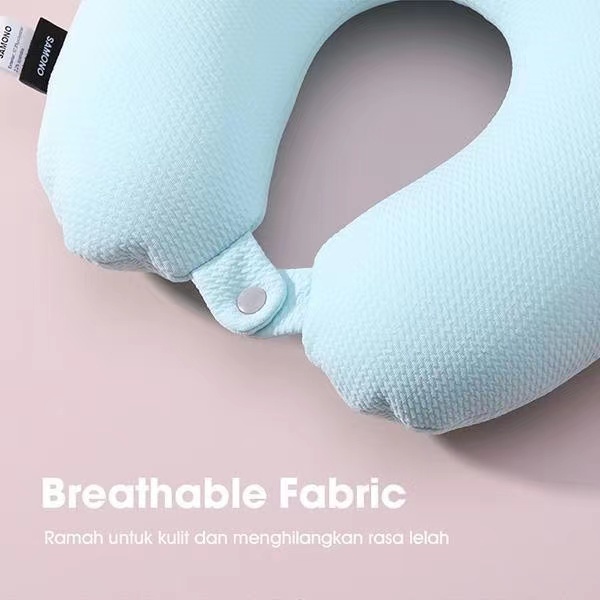 Bonbox BNP100 Neck Pillow Bantal Leher Travel Anti Pegal Lembut Multifungsi Dengan Kancing - Garansi Resmi 1 Tahun