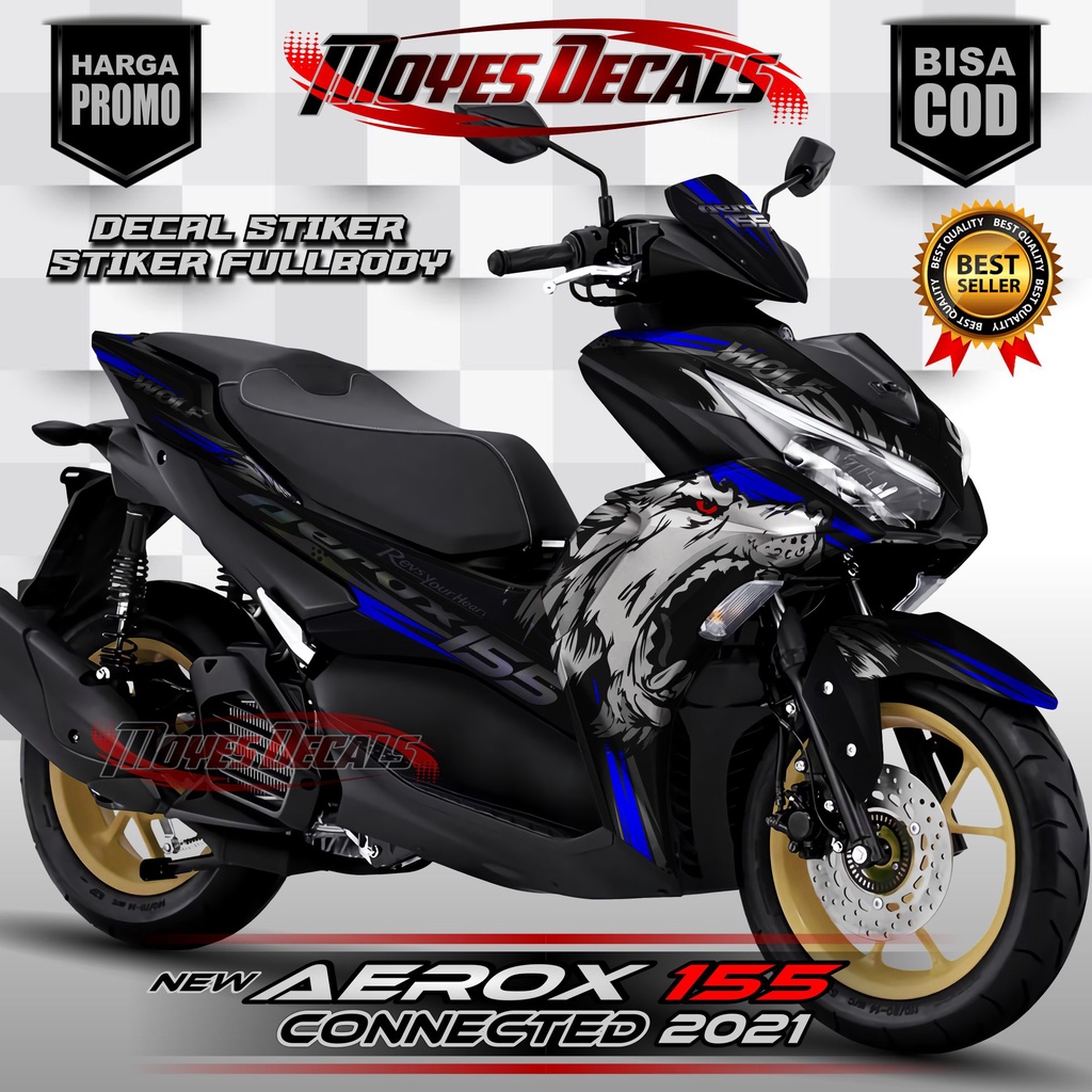 Sticker motor AEROX 155 Decal AEROX Motif warna biru notif decal walf