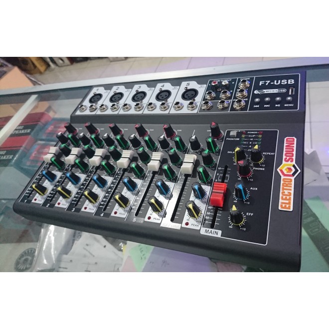 MIXER 7CHANNEL LIVE USB MP3 ELECTRO SOUND SLIM BERKUALITAS