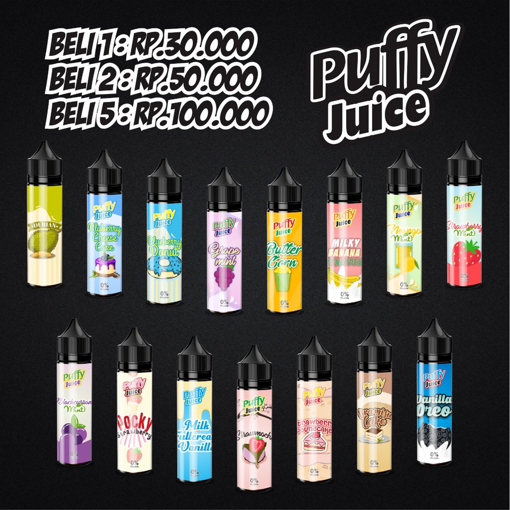 Liquids Puffyyy Liquid Freebase Juice 60ml 0mg Bisa Pilih Rasa Shopee Indonesia