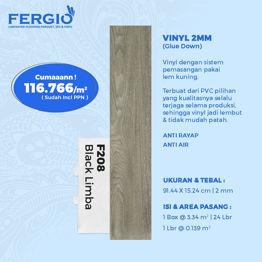 Fergio Lantai kayu vinyl - Black Limba F208