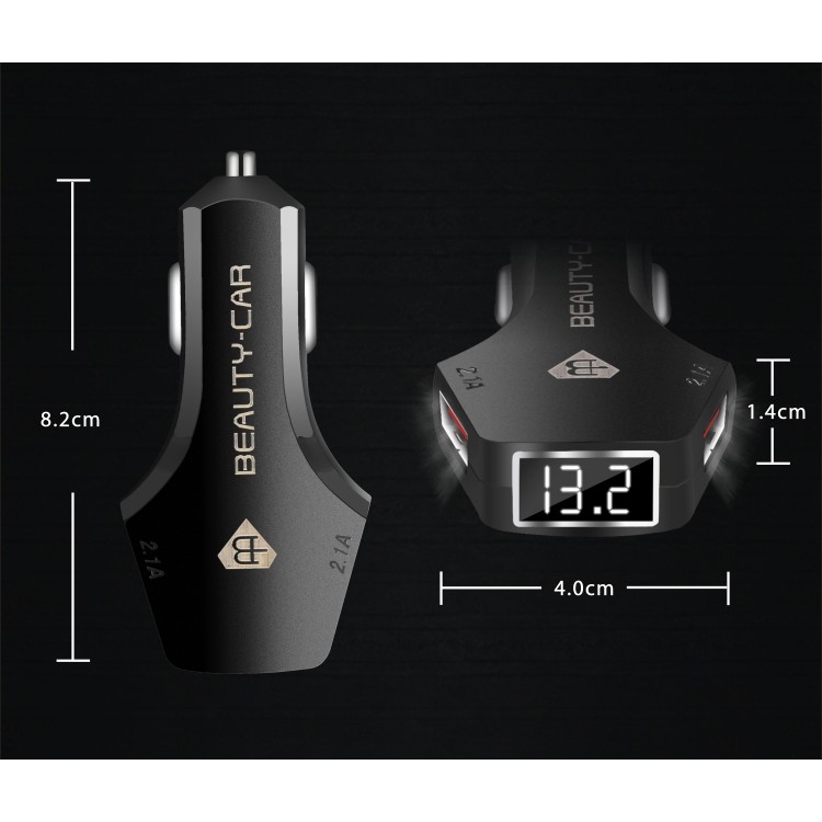 2 in 1 Car Charger Digital Voltmeter LED Display Dual USB 4.2A Cek Aki