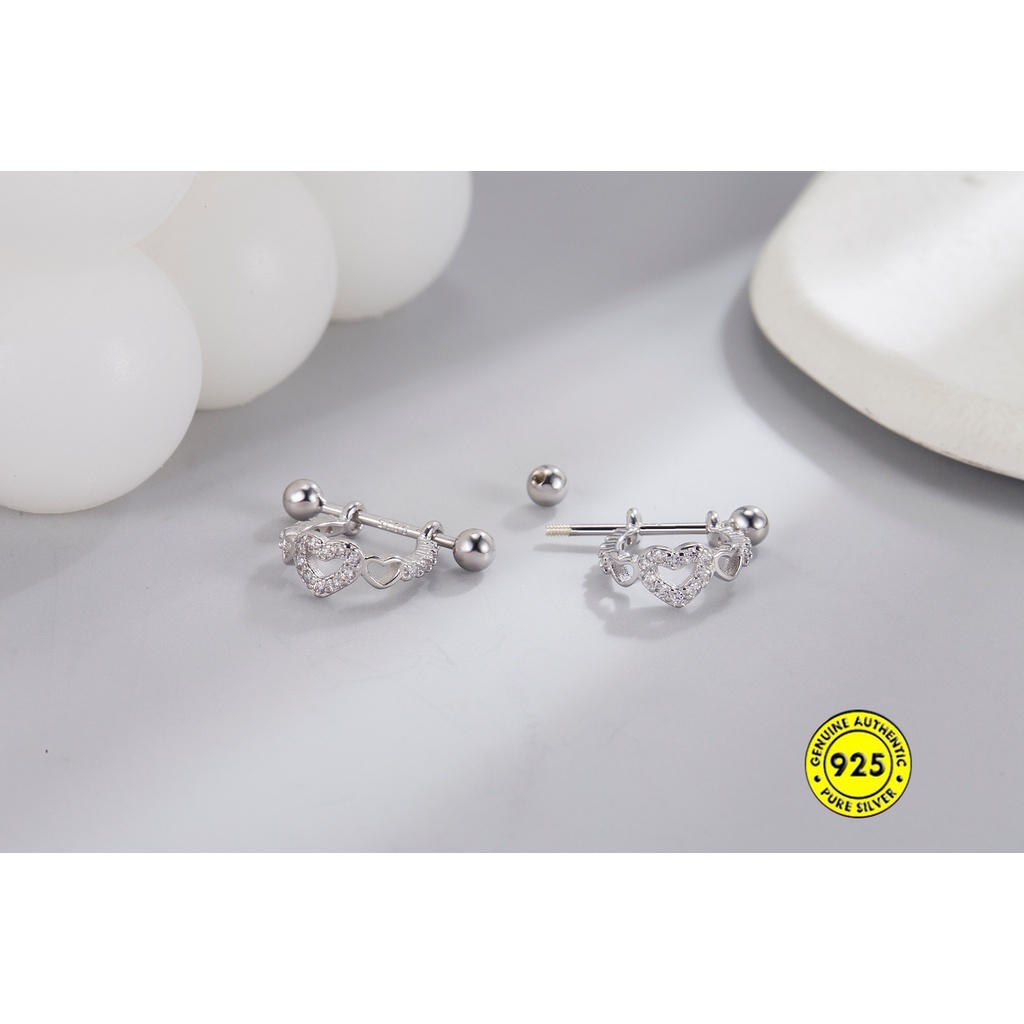 Anting Tusuk Sterling Silver 925 Model Ulir Untuk Unisex / Pria / Wanita