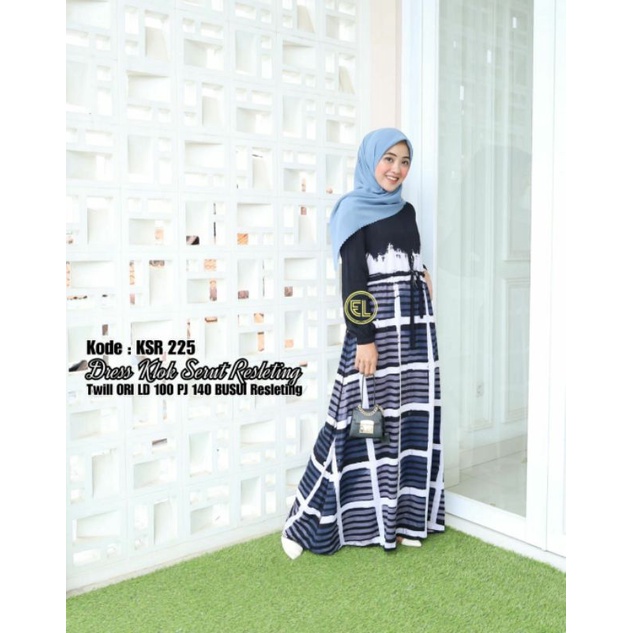 motif baru gamis twill batik elzhaf KSR 225