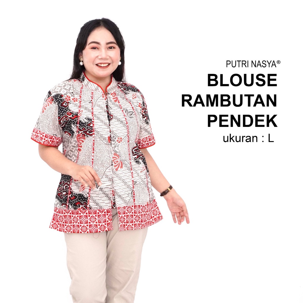 Blouse Big Size LD 140 Wanita Atasan Batik Jumbo L-XL-2L-3L-4L-5L-6L-7L Model Blus Jumbo Kerja Batik / Atasan Big Size Kerja Wanita / Pakaian Kantor Model Kekinian Formal