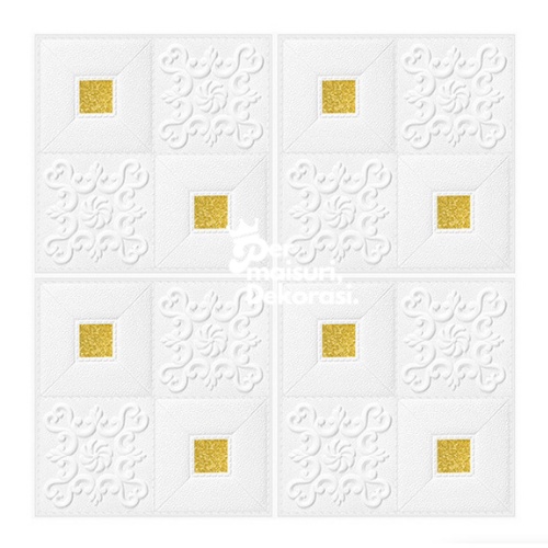 [COD] Wallpaper Dinding Stiker Wallfoam 3D Sticker Dekorasi Kamar Rumah Murah [Seri C] Batik-GLITER GOLD