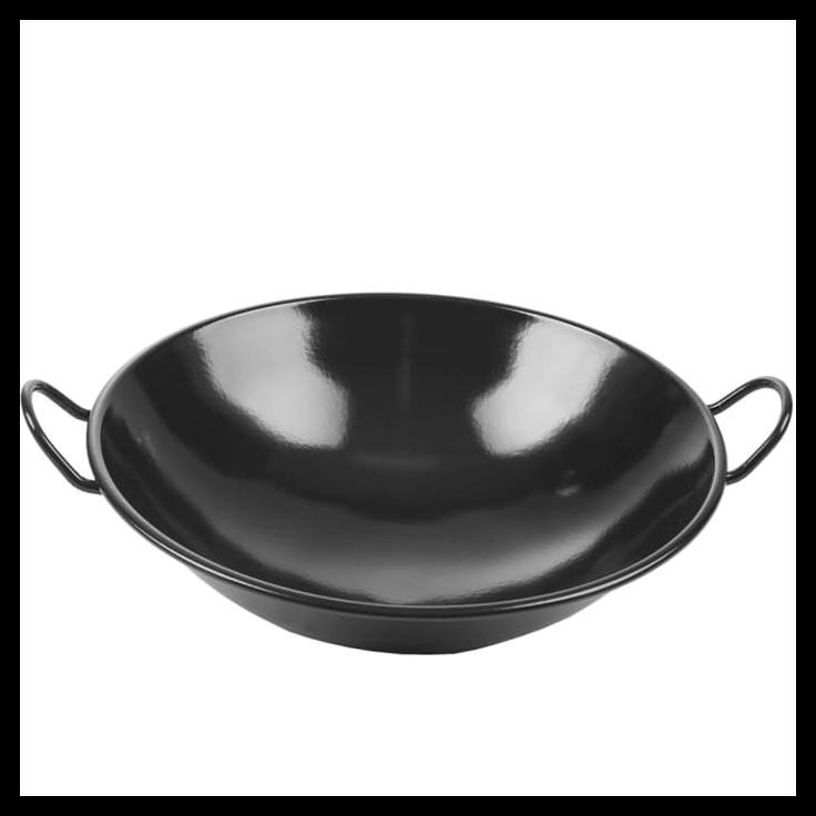 Wajan Kuali Wok Hitam Enamel 40Cm Anti Lengket